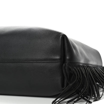 Saint Laurent Calfskin Large Fringe Shopping Tote Black 9 of 13