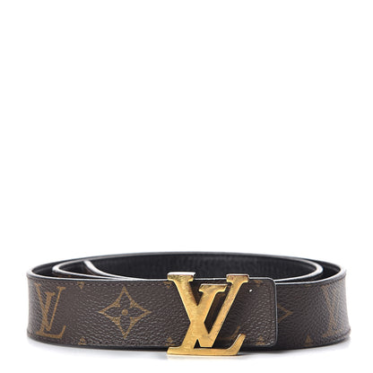 Louis Vuitton Calfskin Monogram 30mm LV Initiales Reversible Belt 85 34 Black 1 of 6