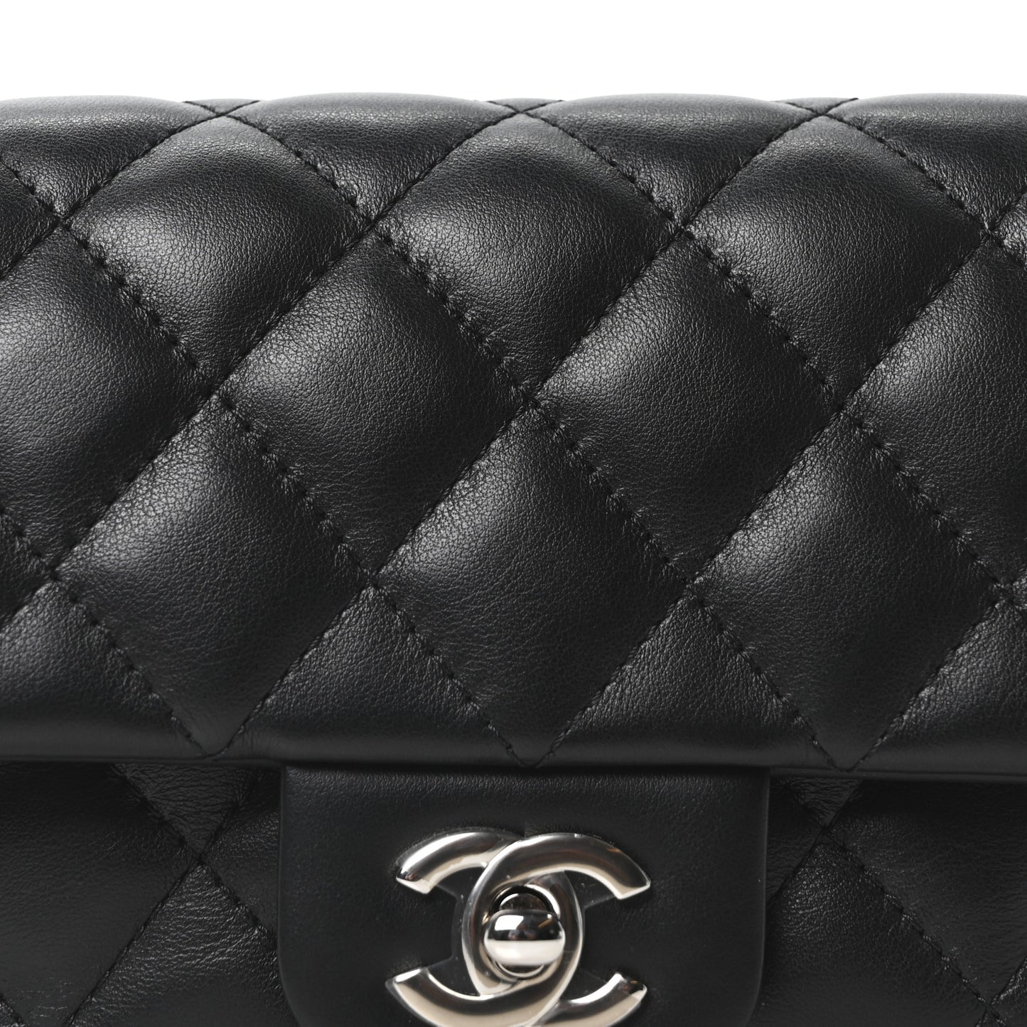 Calfskin Quilted CC Uniform Flap Belt Bag Black