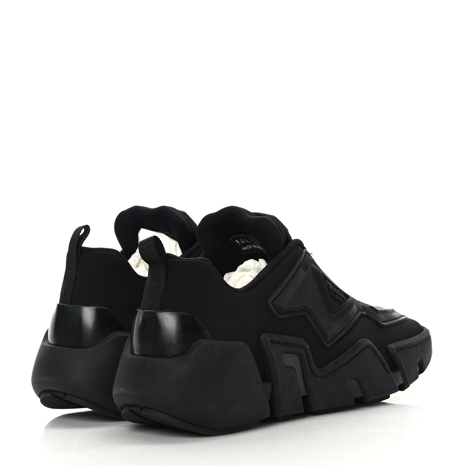 Prada Technical Stretch Fabric Triangle Logo Square Toe 40mm Sneakers 36 Black 4 of 7