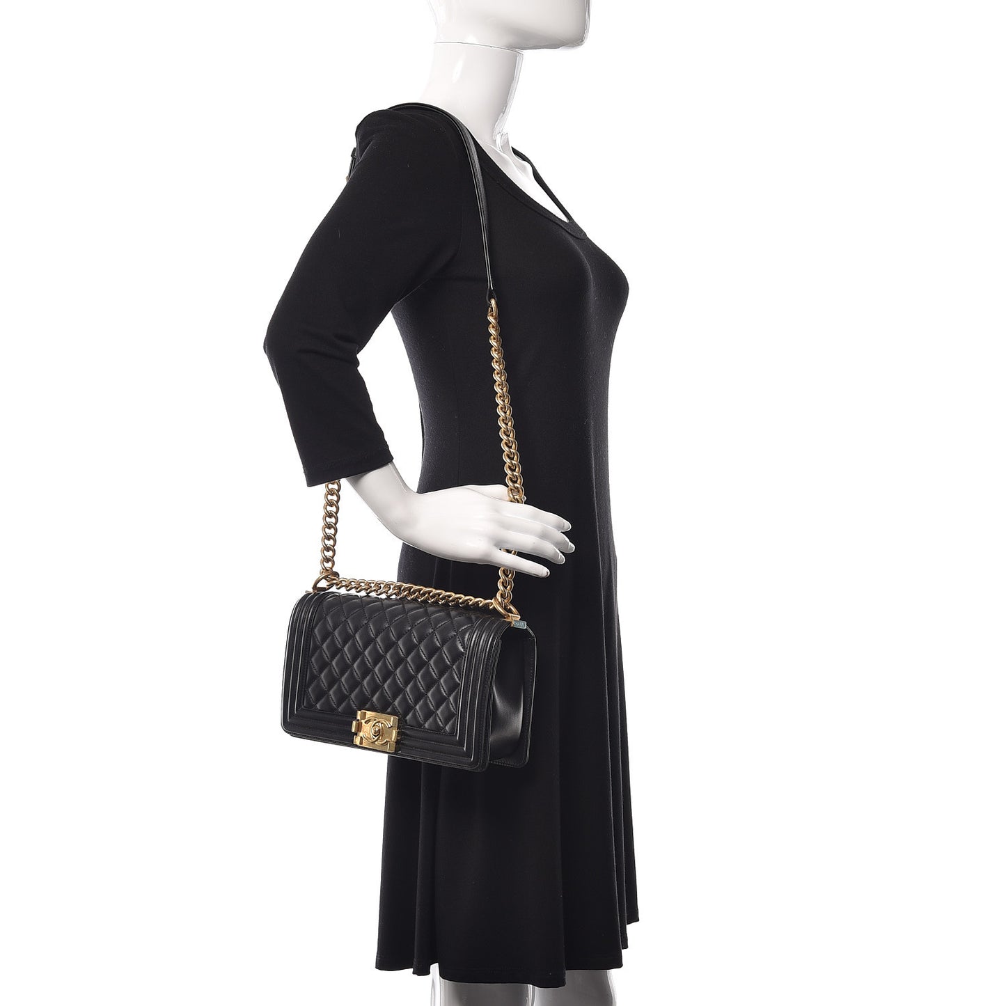 Lambskin Quilted Medium Boy Flap Black