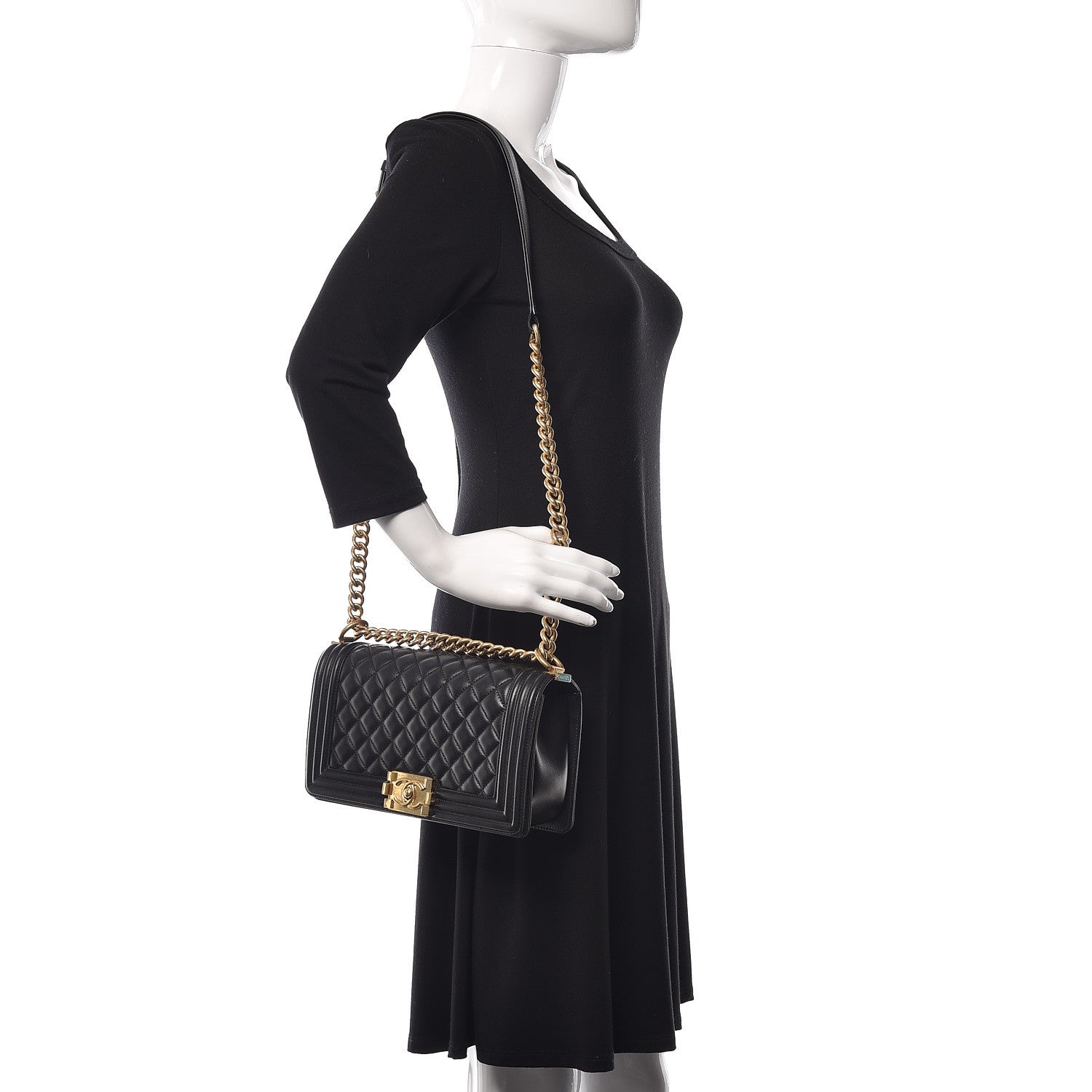 Chanel Lambskin Quilted Medium Boy Flap Black 2 of 14