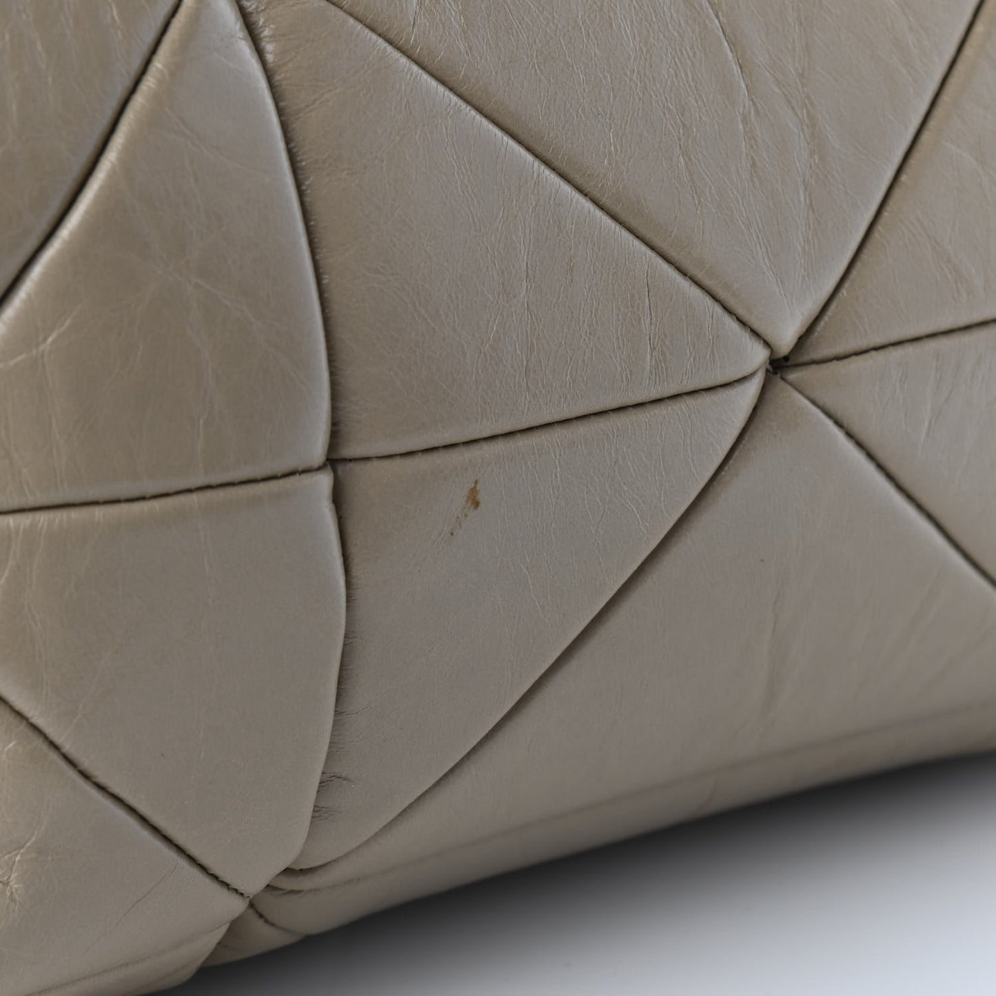 Calfskin Quilted Satchel Beige