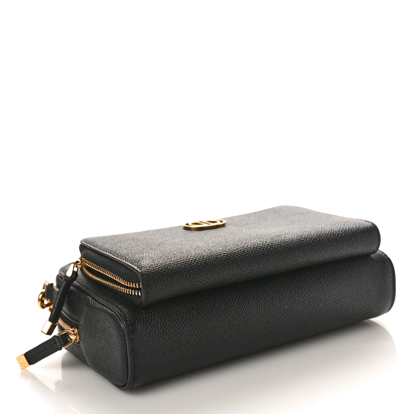 Grained Calfskin Caro Double Pouch Black