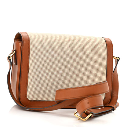 Celine Textile Natural Calfskin Medium Triomphe Bag White Tan 3 of 10