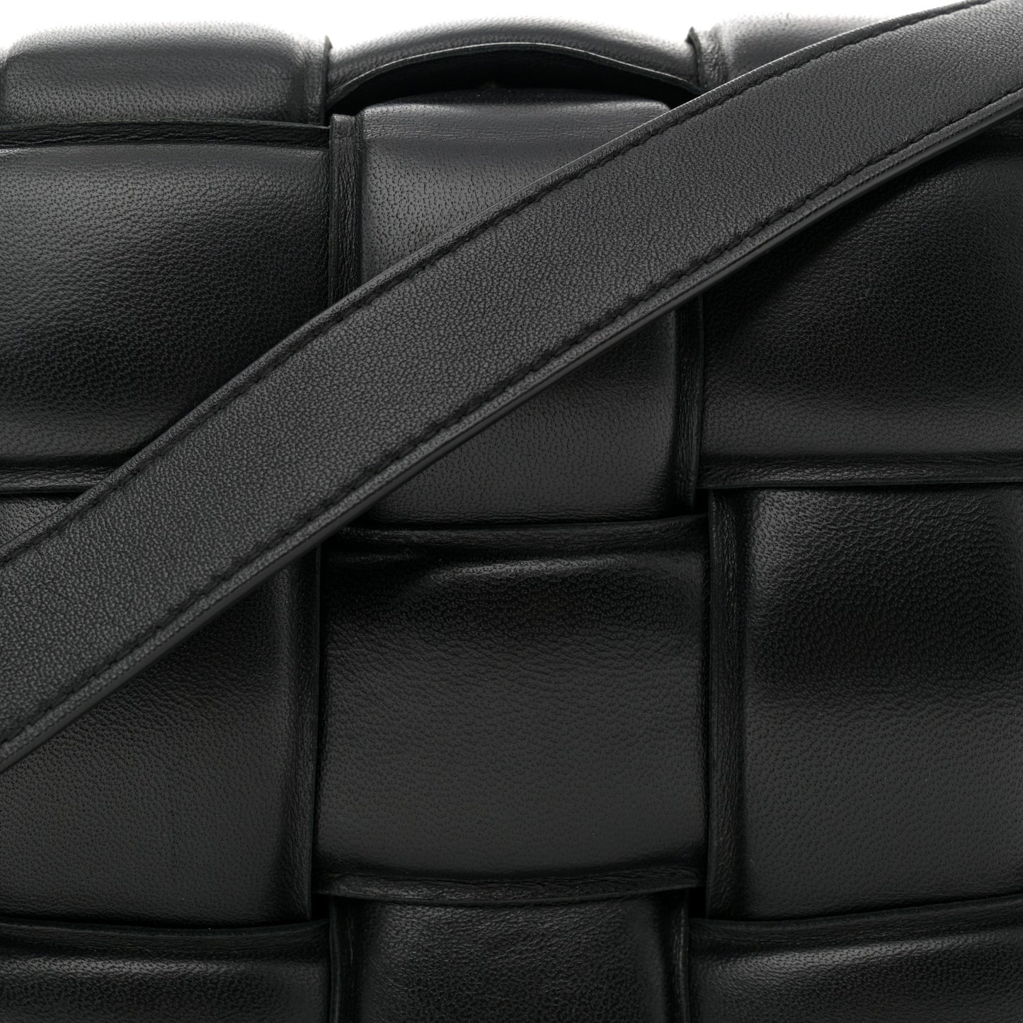 Nappa Maxi Intreccio Padded Cassette Crossbody Bag Black