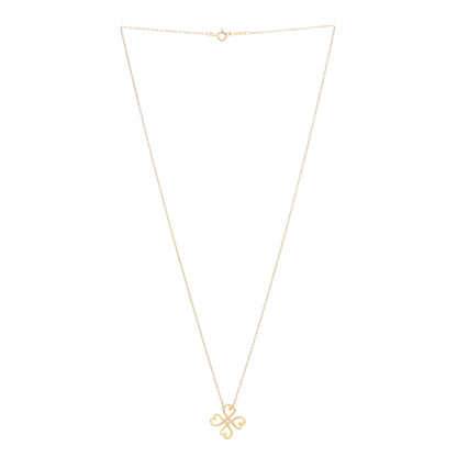 Tiffany 18K Yellow Gold Diamond Loving Heart Clover Pendant Necklace 3 of 6