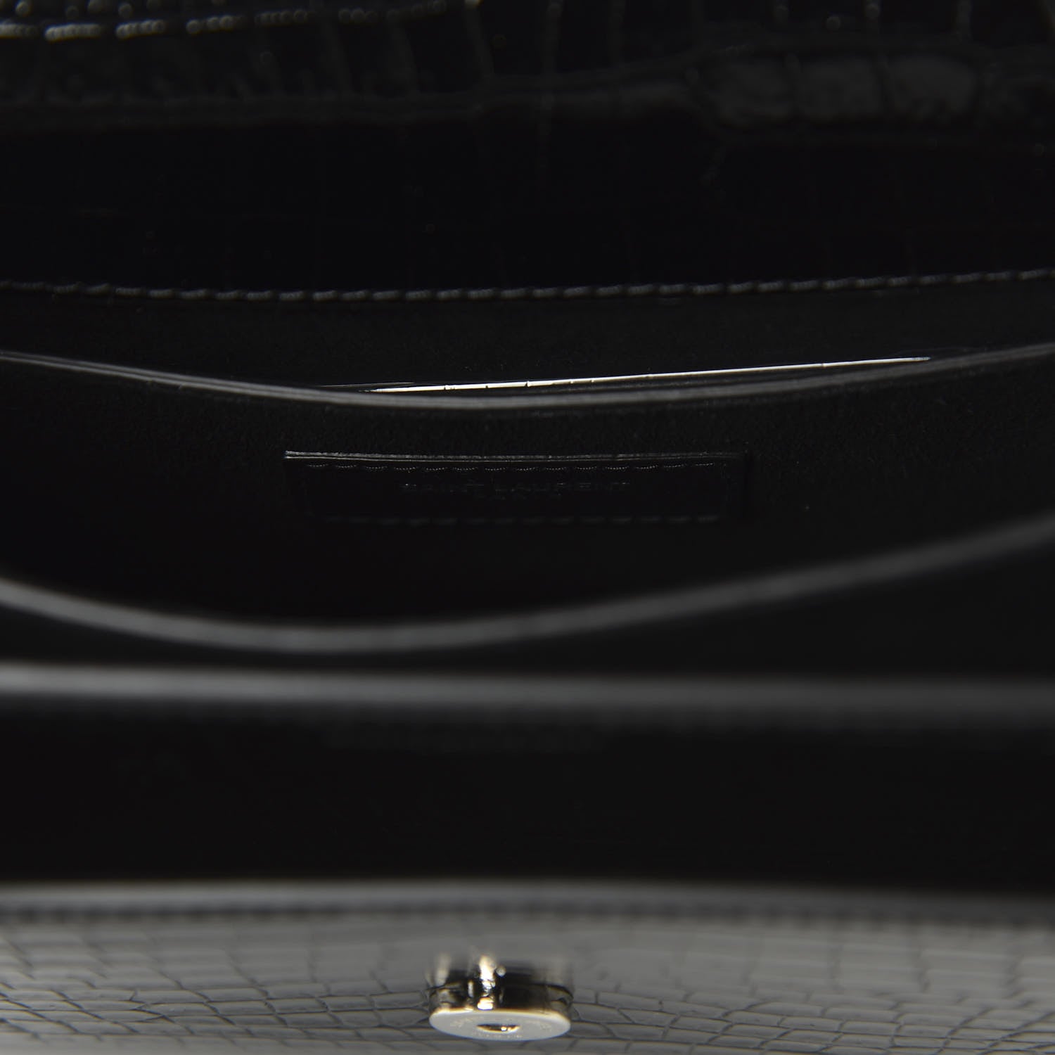 Saint Laurent Calfskin Crocodile Embossed Medium Monogram Sunset Black 8 of 9