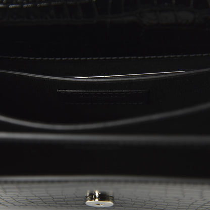 Saint Laurent Calfskin Crocodile Embossed Medium Monogram Sunset Black 8 of 9