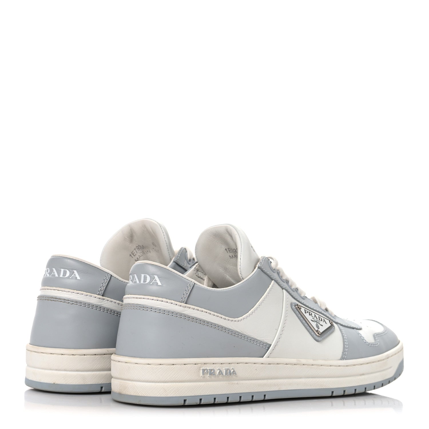 Prada Vitello Sport Spazzolato Rois Triangle Logo Womens Downtown Low Top 30mm Sneakers 40 White Fiordaliso 5 of 9