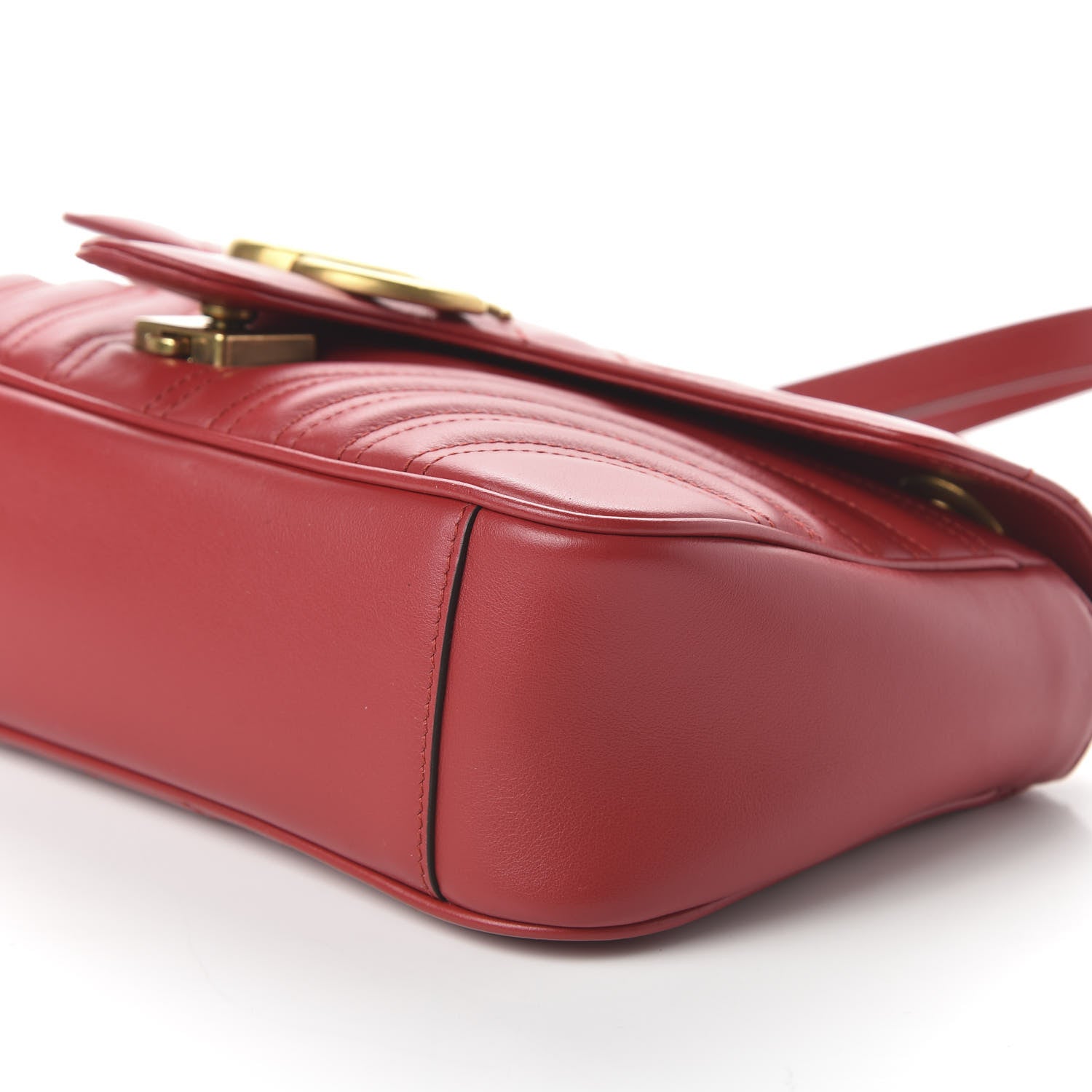 Gucci Calfskin Matelasse Small GG Marmont Shoulder Bag Hibiscus Red 7 of 10