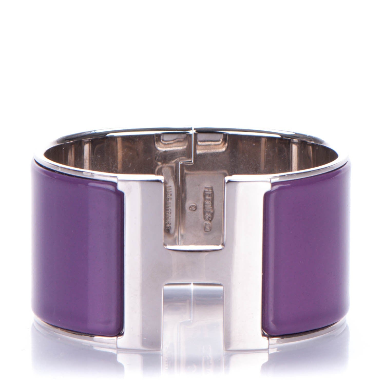 Hermes Enamel Extra Wide Clic Clac H Bracelet GM Pourpre 1 of 6