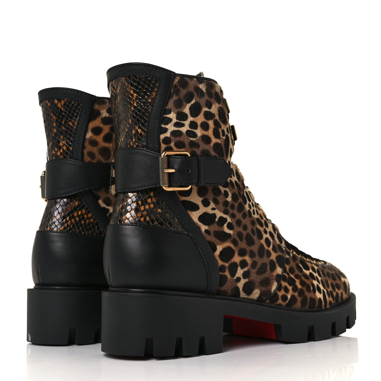 Pony Hair Calfskin Macademia Biker Boots 37.5 Black