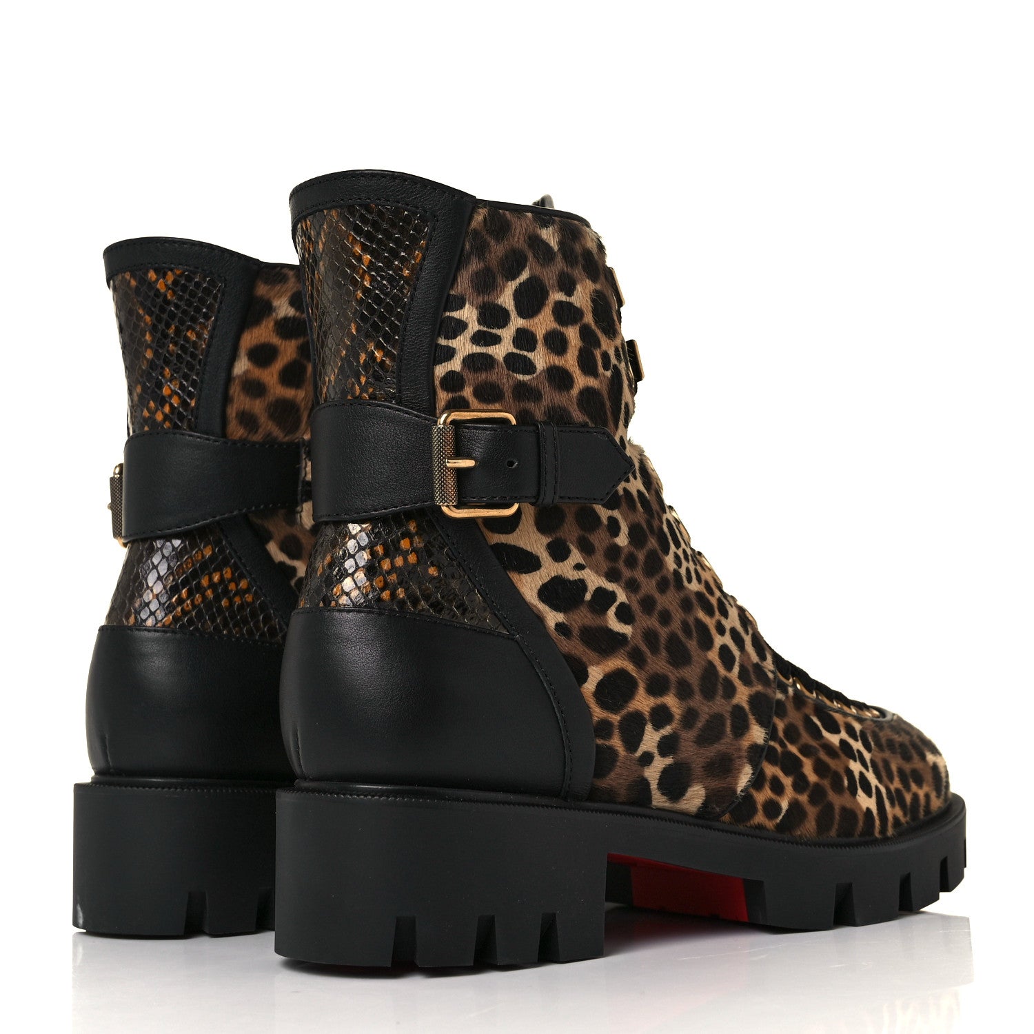 Christian Louboutin Pony Hair Calfskin Macademia Biker Boots 37.5 Black 4 of 8