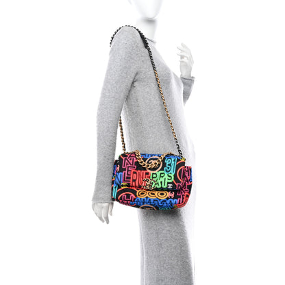 Chanel Fabric Printed Medium 19 Flap Black Multicolor 2 of 10