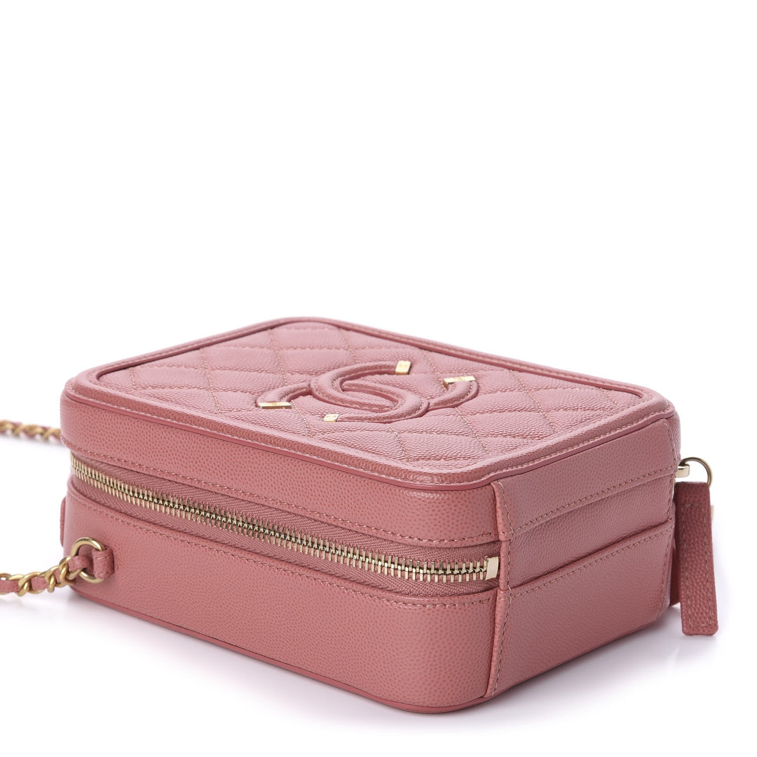 Chanel Caviar Quilted CC North South Filigree Vanity Case Pink 4 of 11