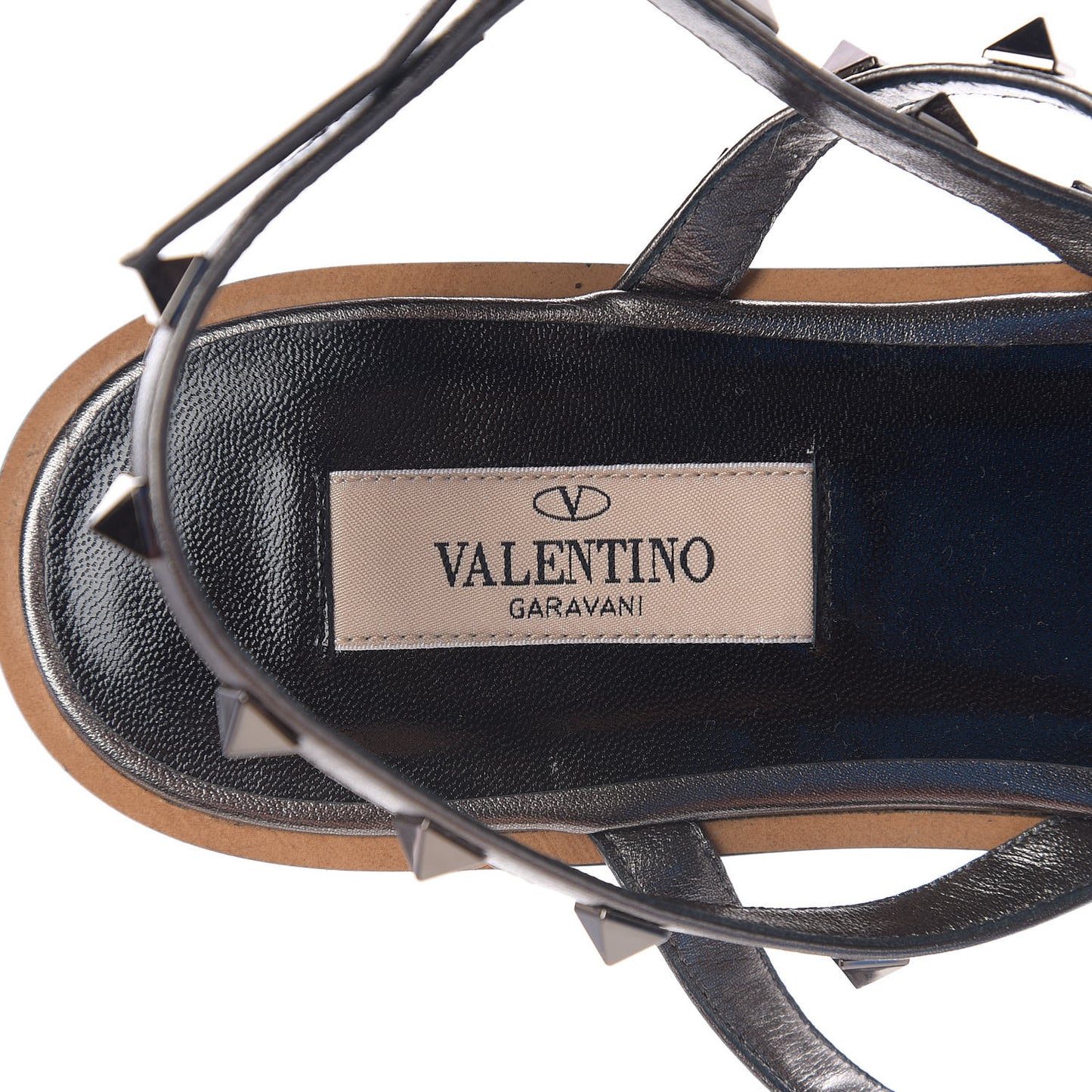 Metallic Nappa Rockstud T-Strap Slingback Flat Sandals 40.5 Rutenio