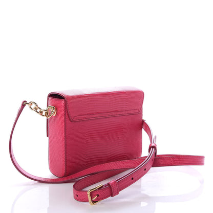Dolce & Gabbana Stampa Iguana Calfskin Crystal Mini Milennials Shoulder Bag Pink 3 of 9