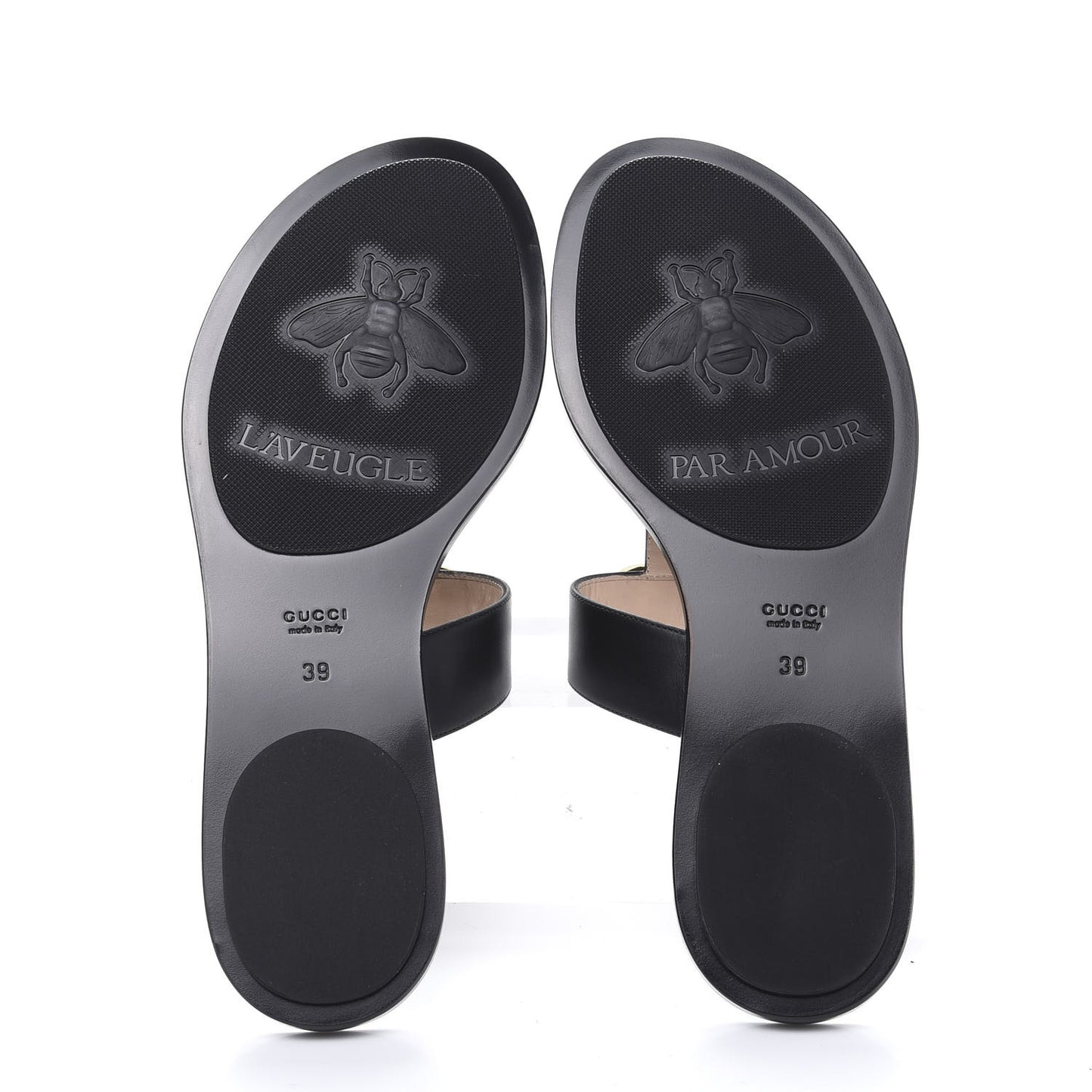 Calfskin GG Marmont Thong Sandals 39 Black