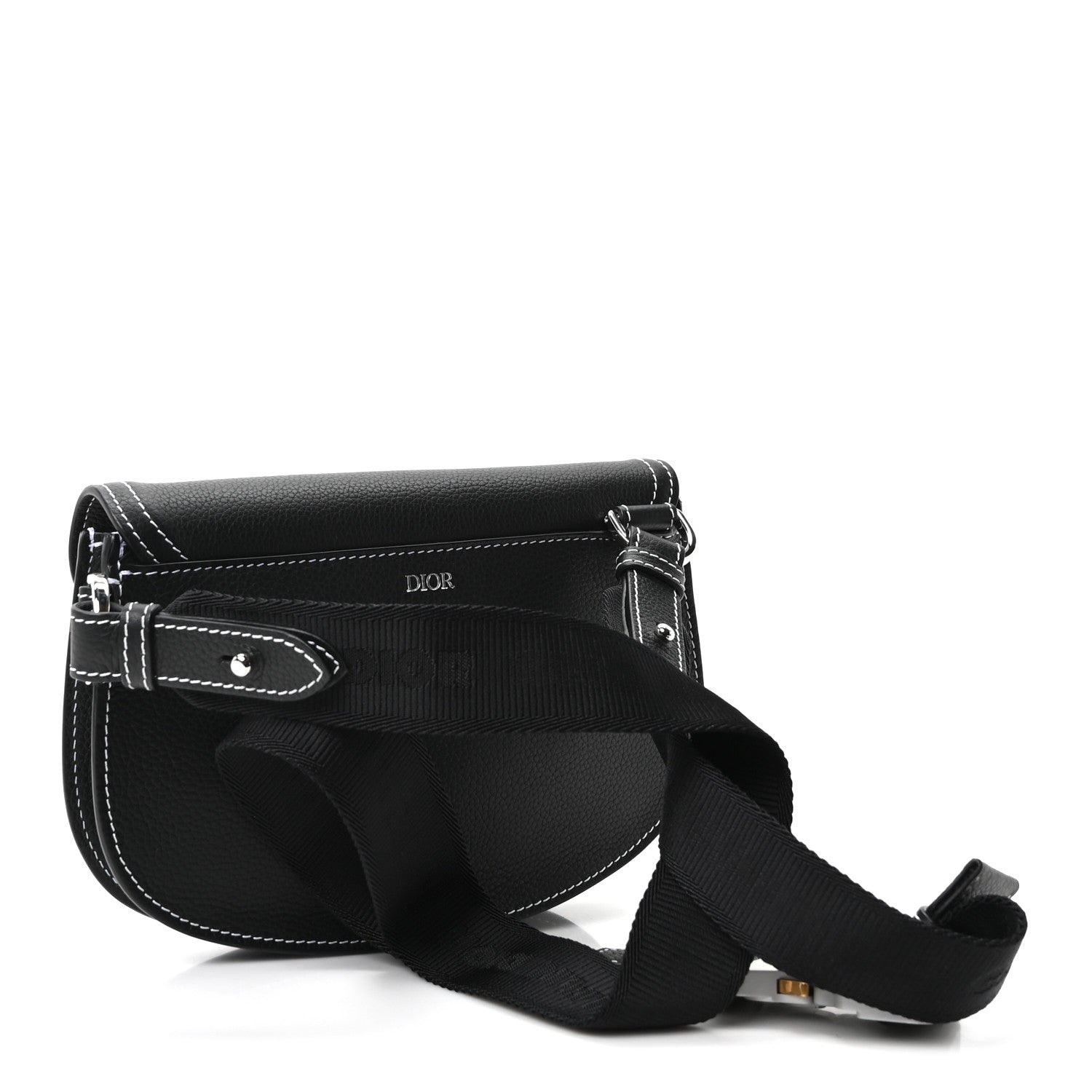 Christian Dior X KAWS Grained Calfskin Saddle Pouch Black 1981236