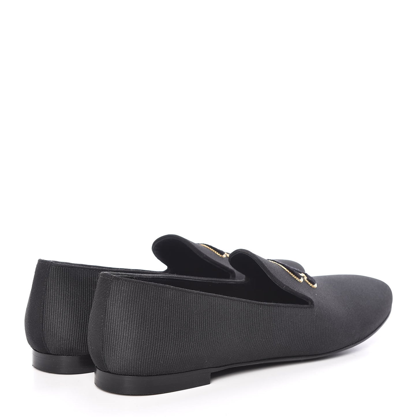 Stretch Fabric CC Moccasin Loafers 40 Black