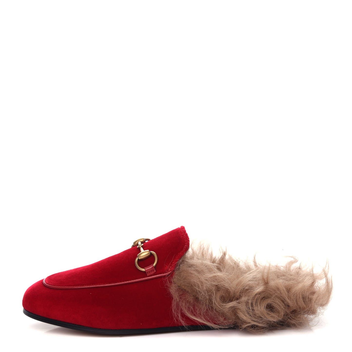Velvet Fur Womens Princetown Slippers 35 Hibiscus Red