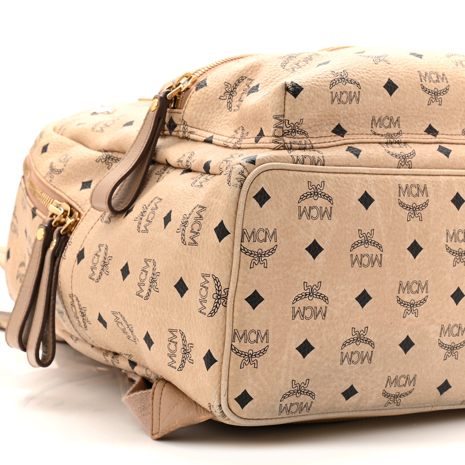 MCM Visetos Medium Sprinkle Stud Stark Backpack Beige 9 of 13
