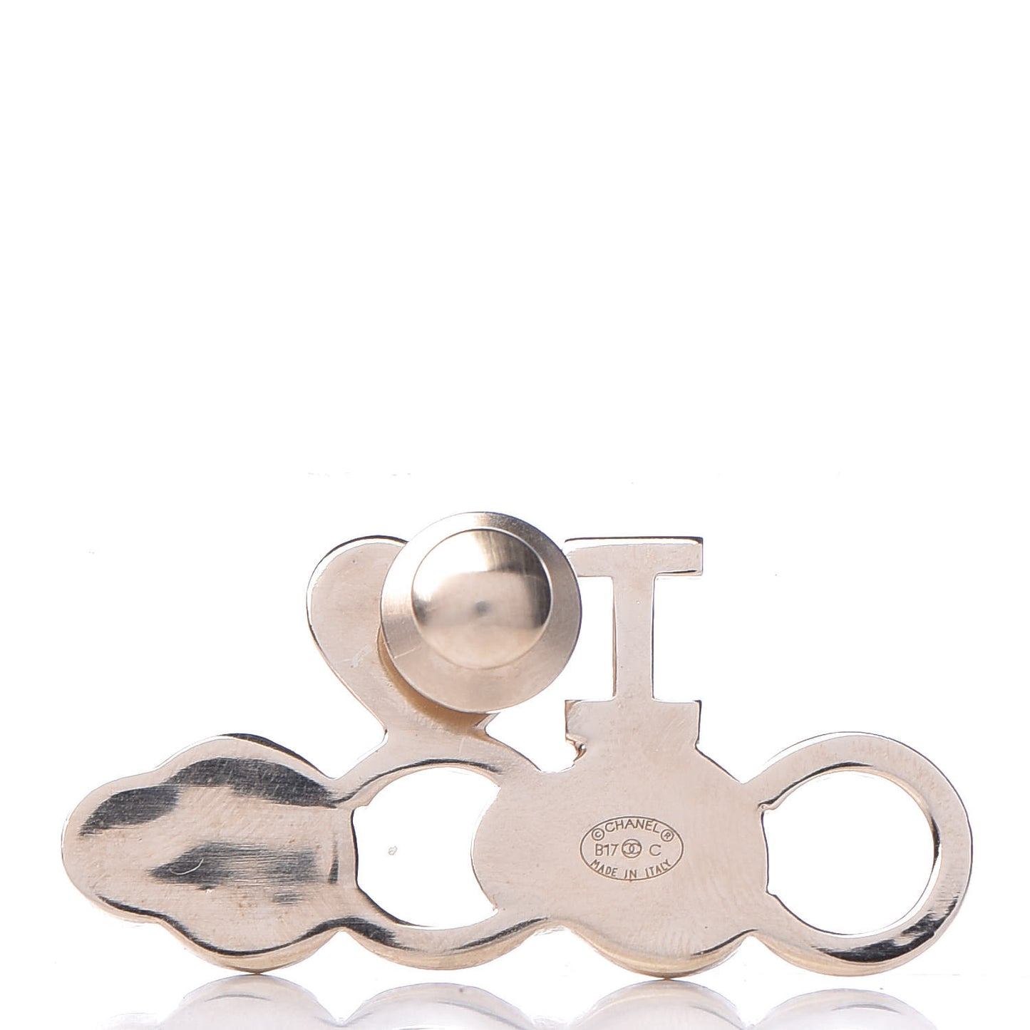 Metal Resin Pearl I Love Coco Brooch Gold Brown Pink
