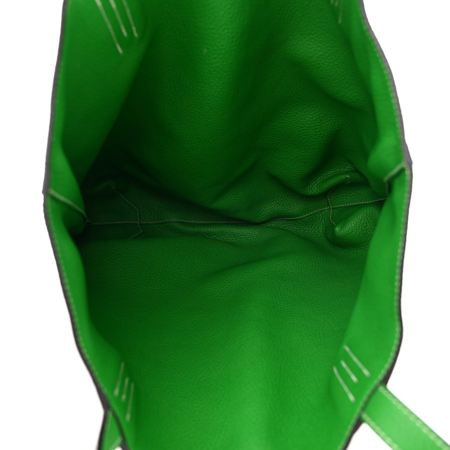 Taurillon Clemence Double Sens 36 Reversible Tote Vert De Gris Bamboo
