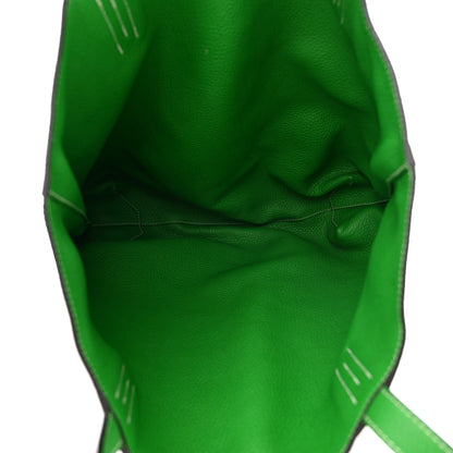 Hermes Taurillon Clemence Double Sens 36 Reversible Tote Vert De Gris Bamboo 9 of 17