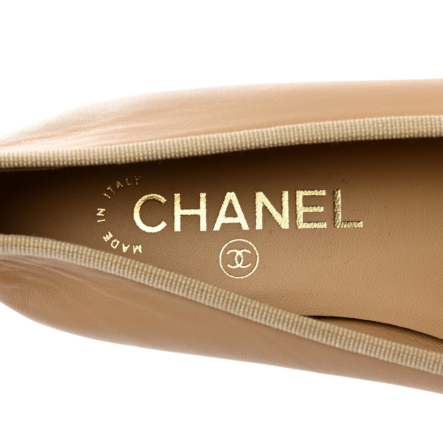 Chanel Lambskin Cap Toe CC Ballerina Flats 36 Beige Black 6 of 9
