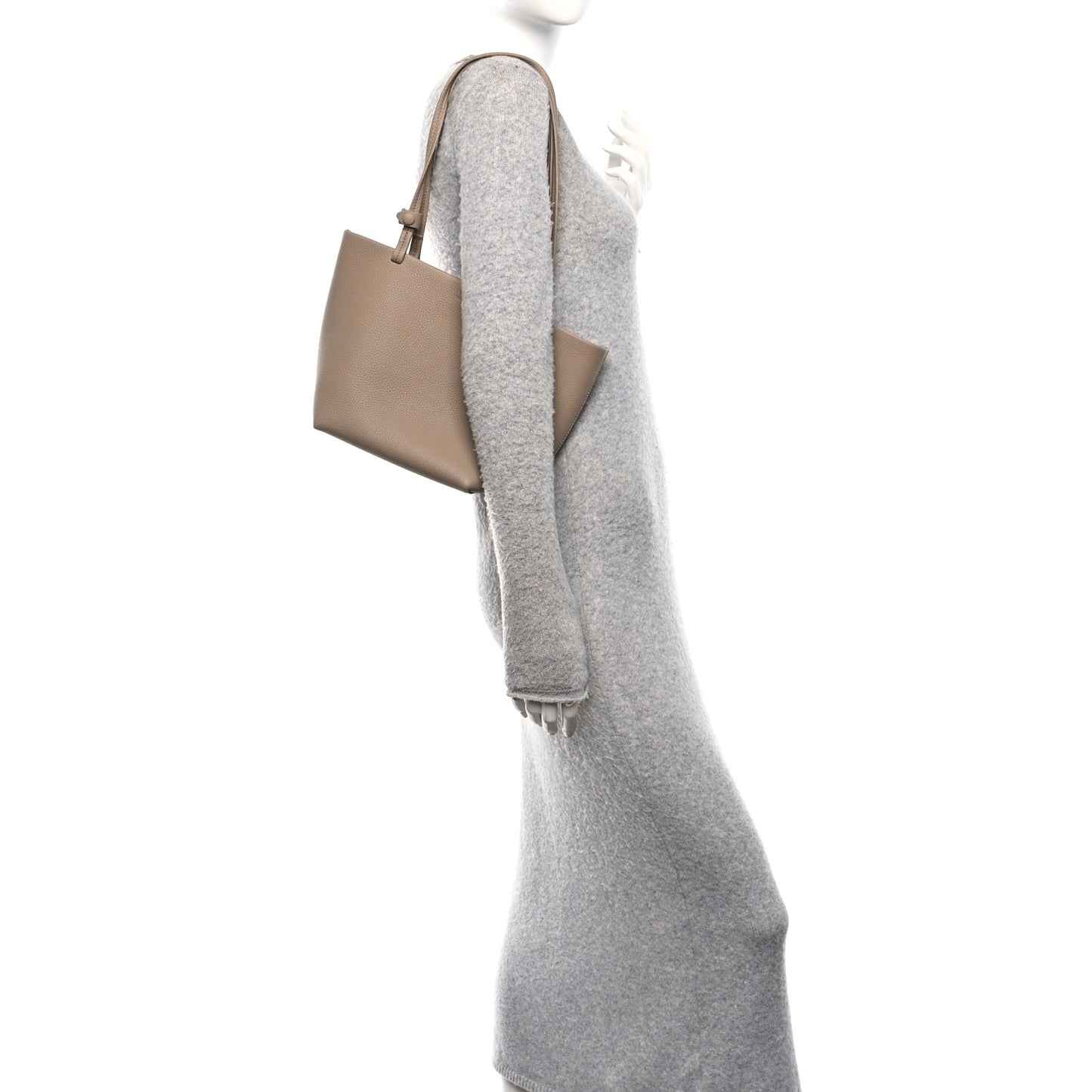 Matte Grained Calfskin Small Park Tote Taupe