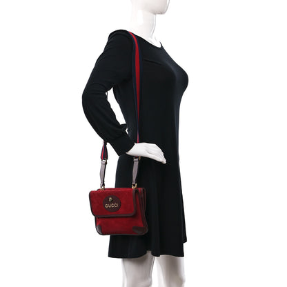 Gucci Suede Web Small Neo Vintage Double Flap Messenger Bag Romantic Cherry Chardonnay 2 of 9