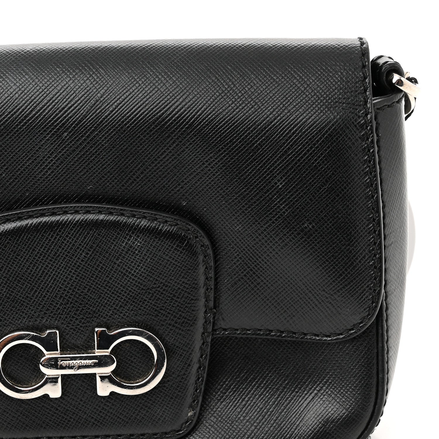 Salvatore Ferragamo Saffiano Paris Crossbody Bag Black 12 of 12