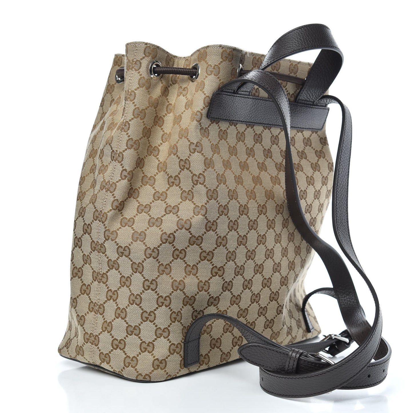 Monogram Dollar Calfskin O Drawstring Backpack Beige Ebony Testa di Moro Dark Chocolate