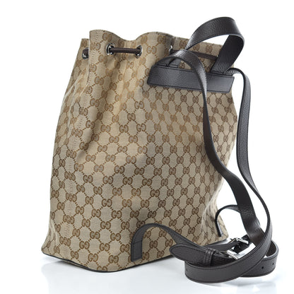 Gucci Monogram Dollar Calfskin O Drawstring Backpack Beige Ebony Testa di Moro Dark Chocolate 2 of 8