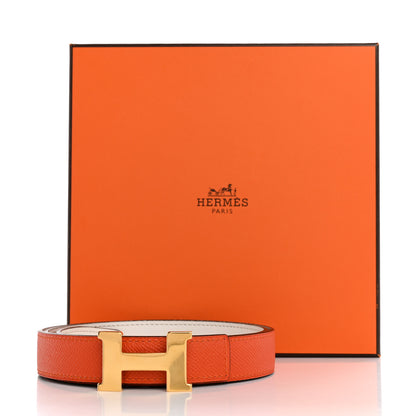 Hermes Swift Epsom 24mm Mini Constance H Belt 85 34 White Orange 7 of 7