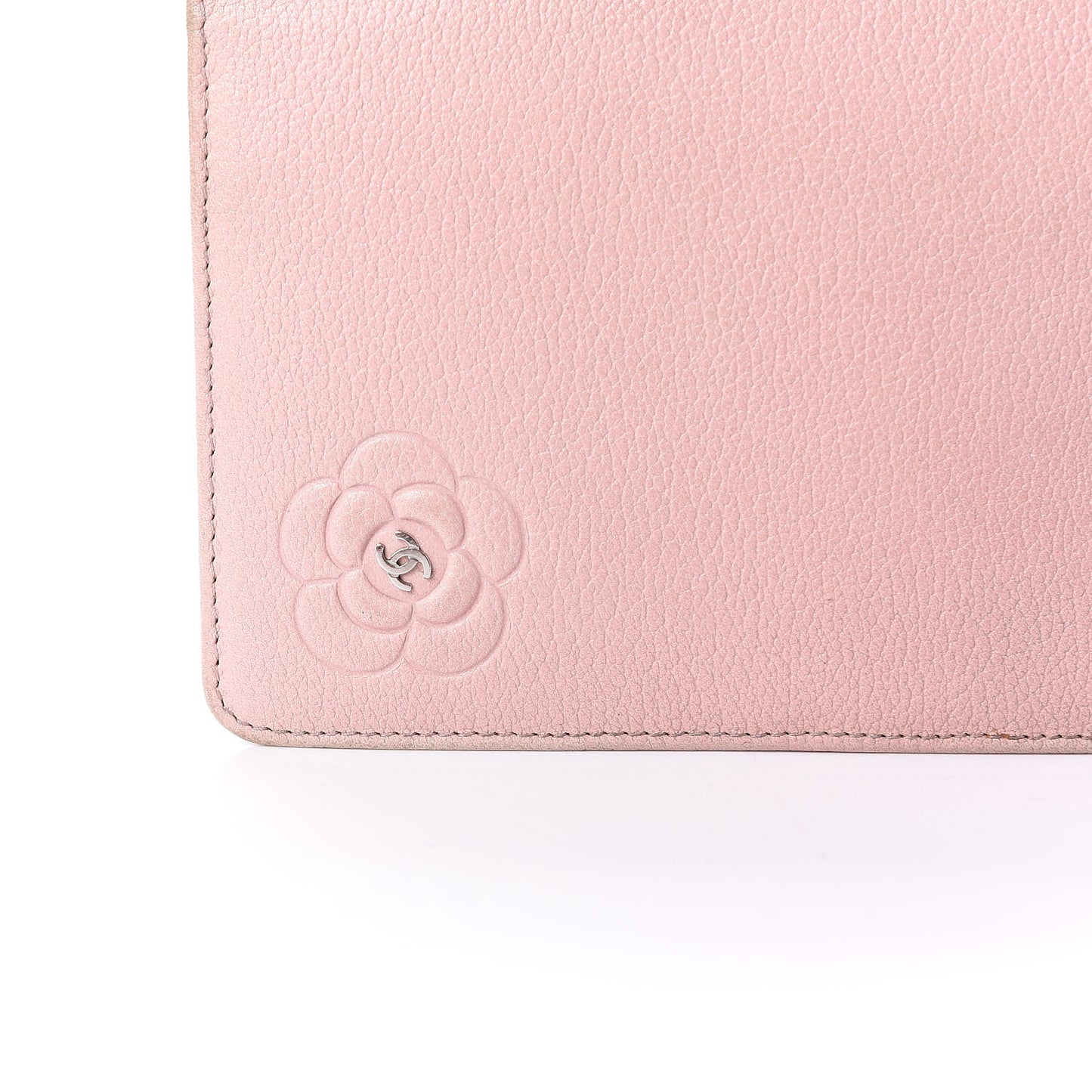 Goatskin Camellia Yen Wallet Pink
