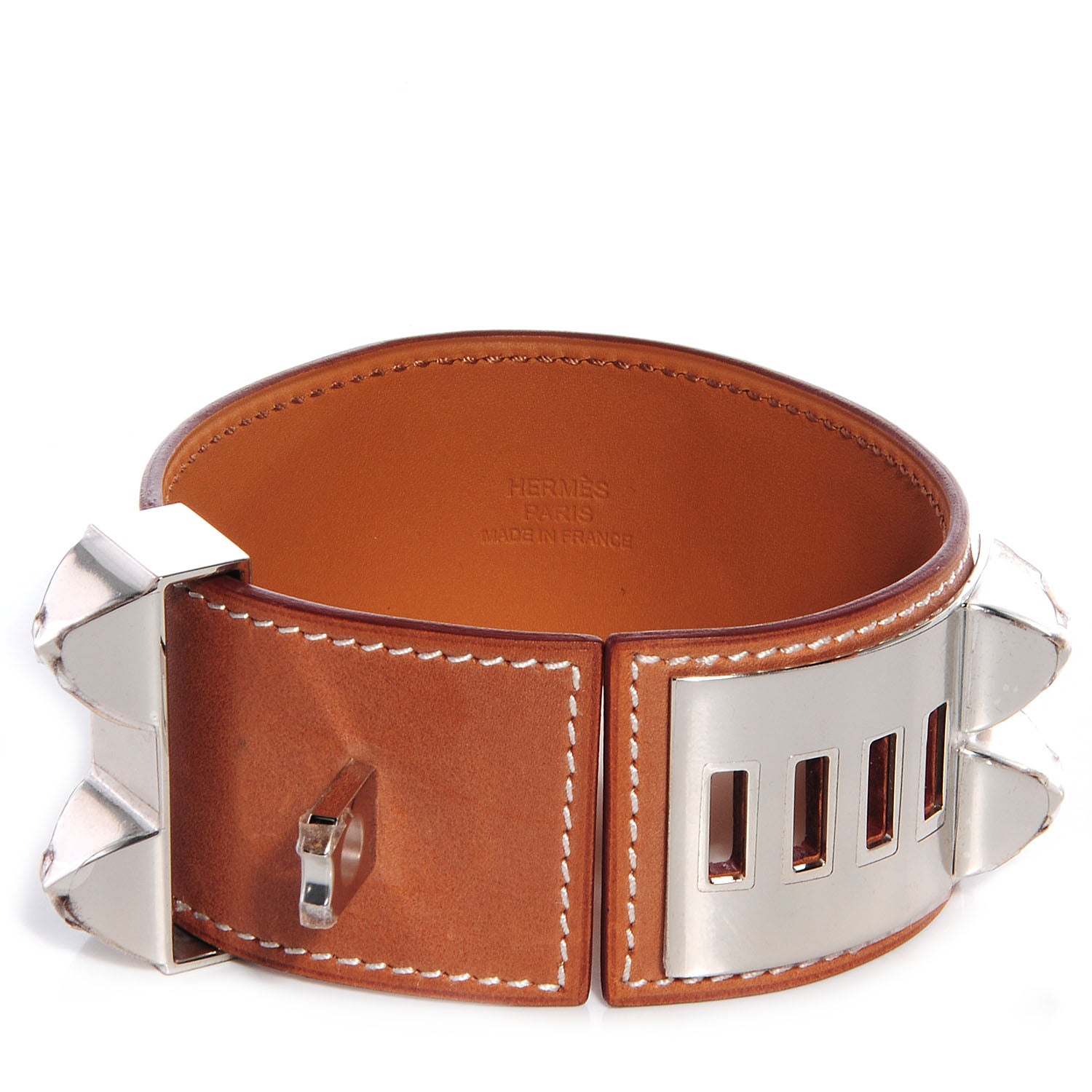 Hermes Barenia Collier De Chien CDC Bracelet L Fauve 3 of 8