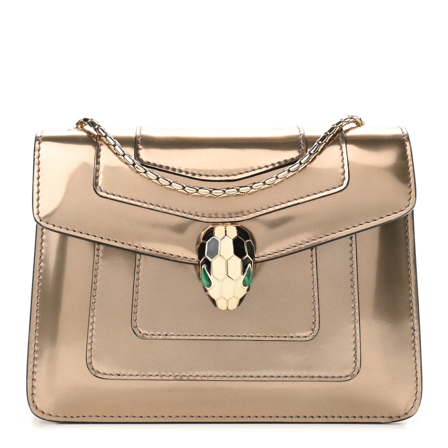 Metallic Calfskin Serpenti Forever Crossbody Bag Bronze