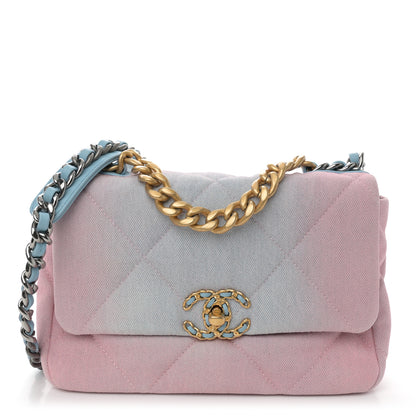 Chanel Denim Quilted Medium Chanel 19 Flap Blue Pink 1 of 10