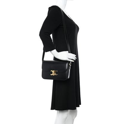 Celine Shiny Calfskin Medium Triomphe Black 2 of 11
