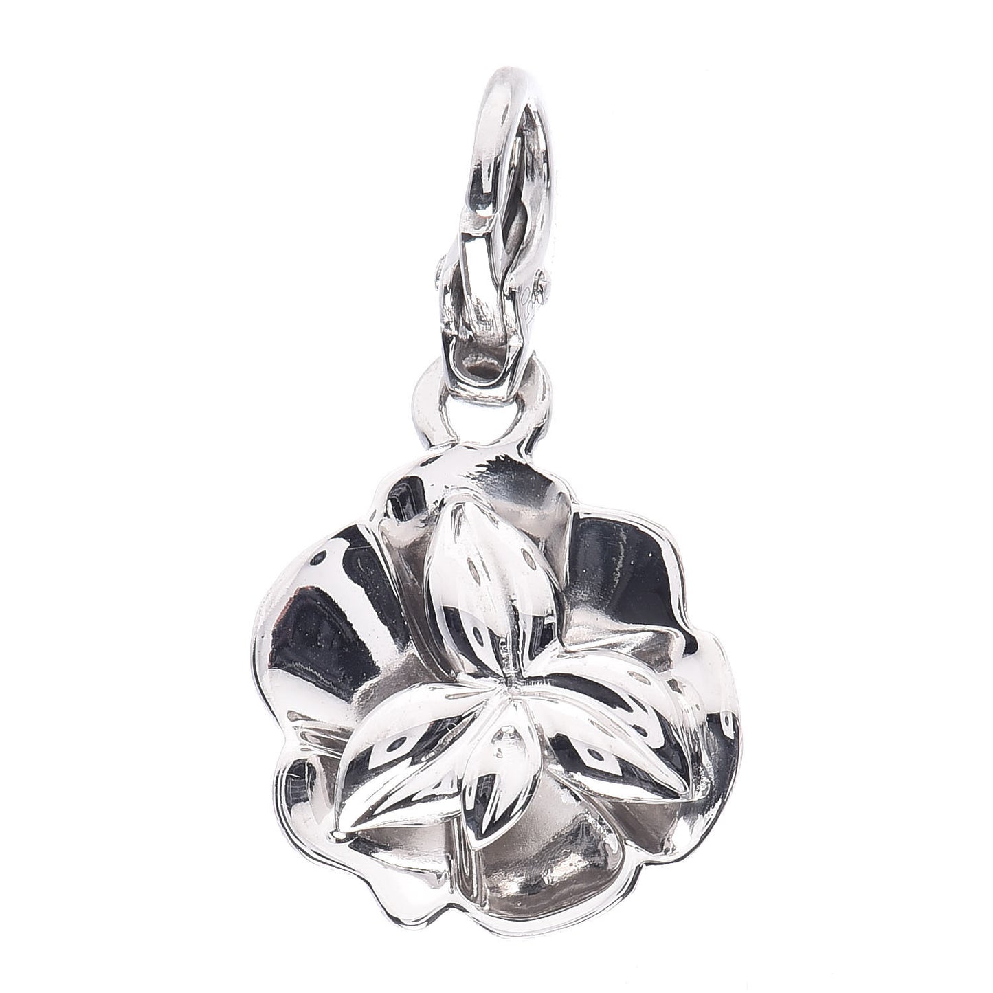 18K White Gold Camellia Flower Charm