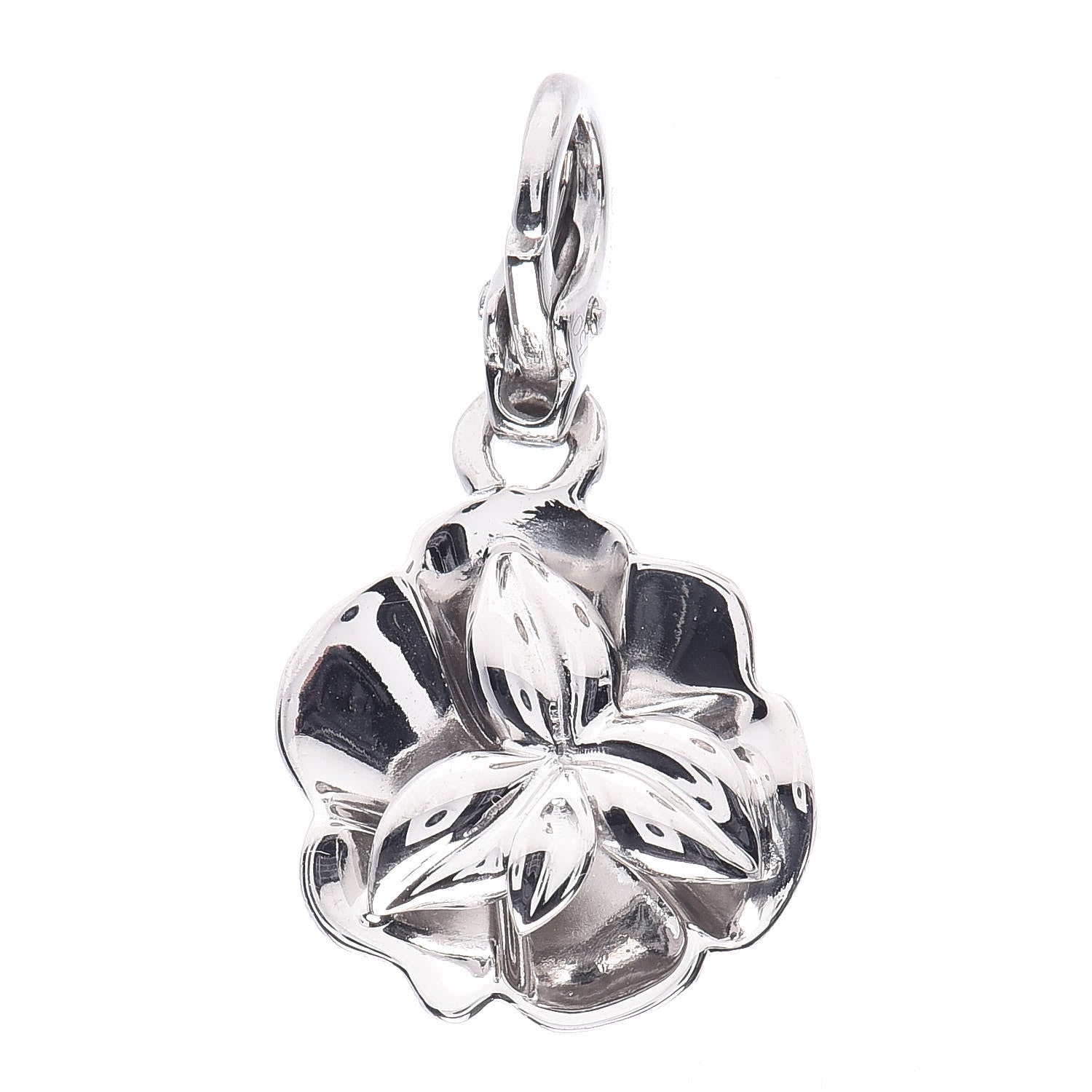 Chanel 18K White Gold Camellia Flower Charm 1 of 4