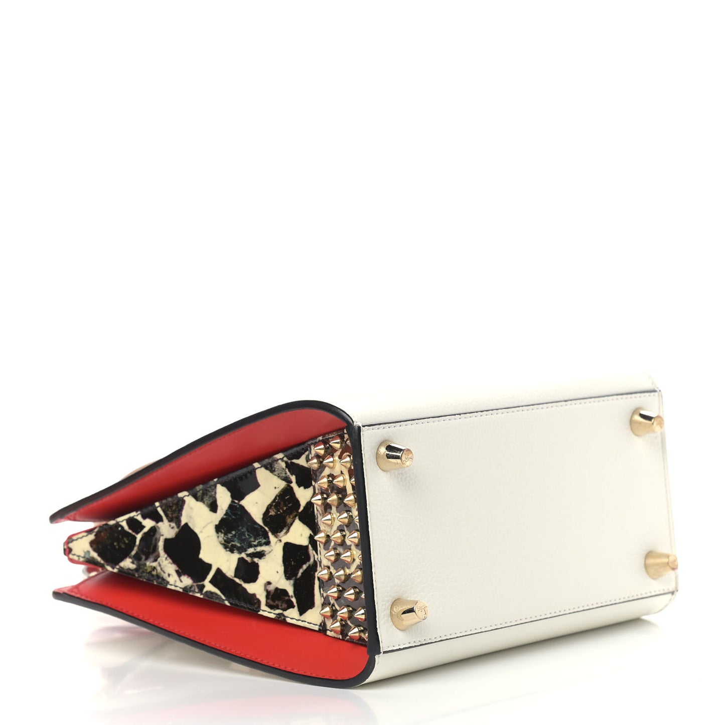 Calfskin Patent Studded Small Paloma White
