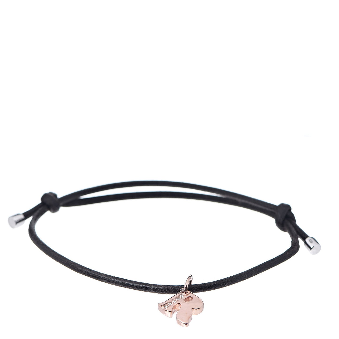 18K Pink Gold Diamond Cord Letter R Bracelet