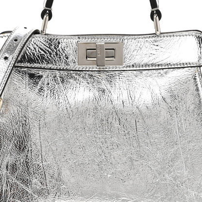 Fendi Rock Millenium Laminata Small Peekaboo I SEE U Satchel Argento 9 of 11