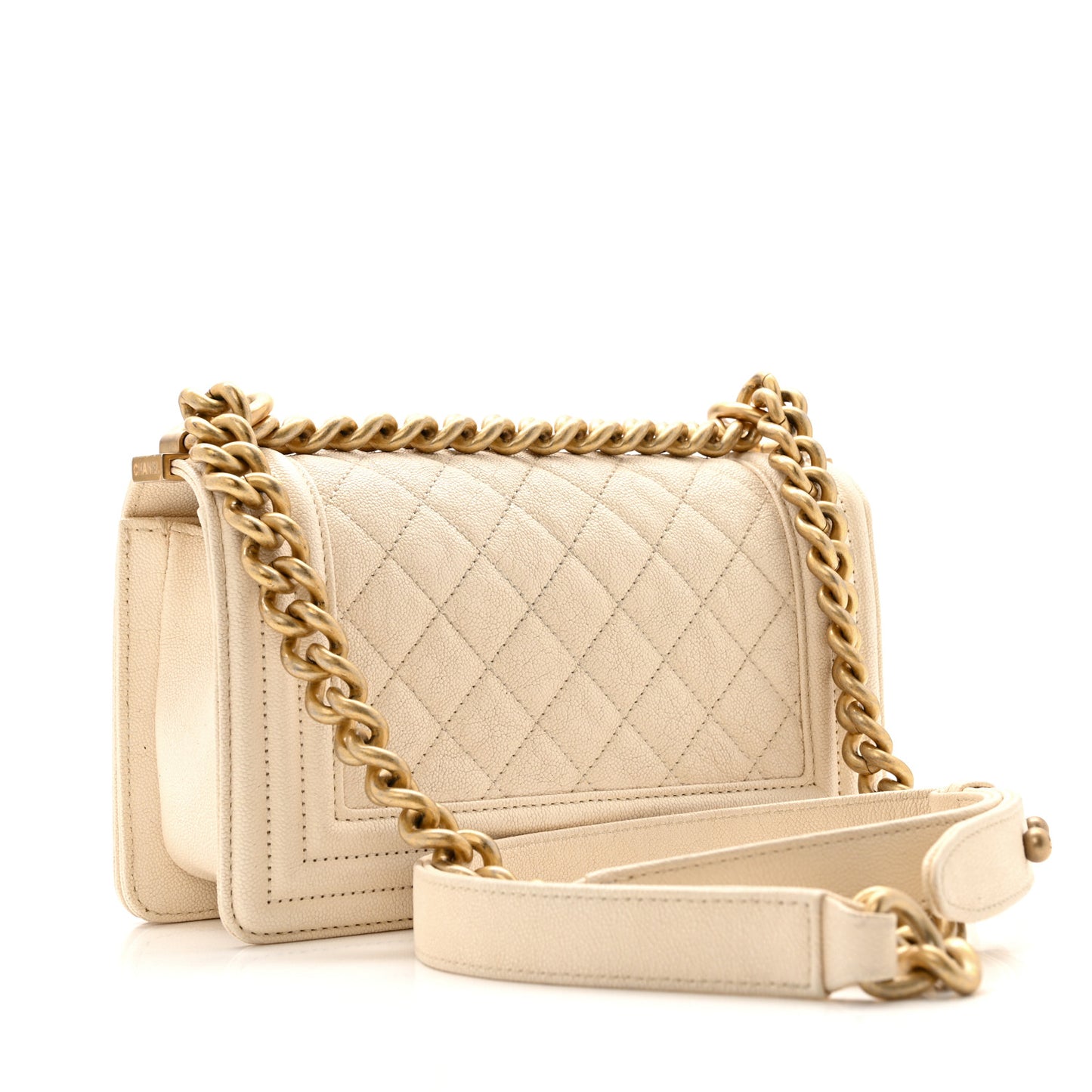 Caviar Quilted Small Boy Flap White