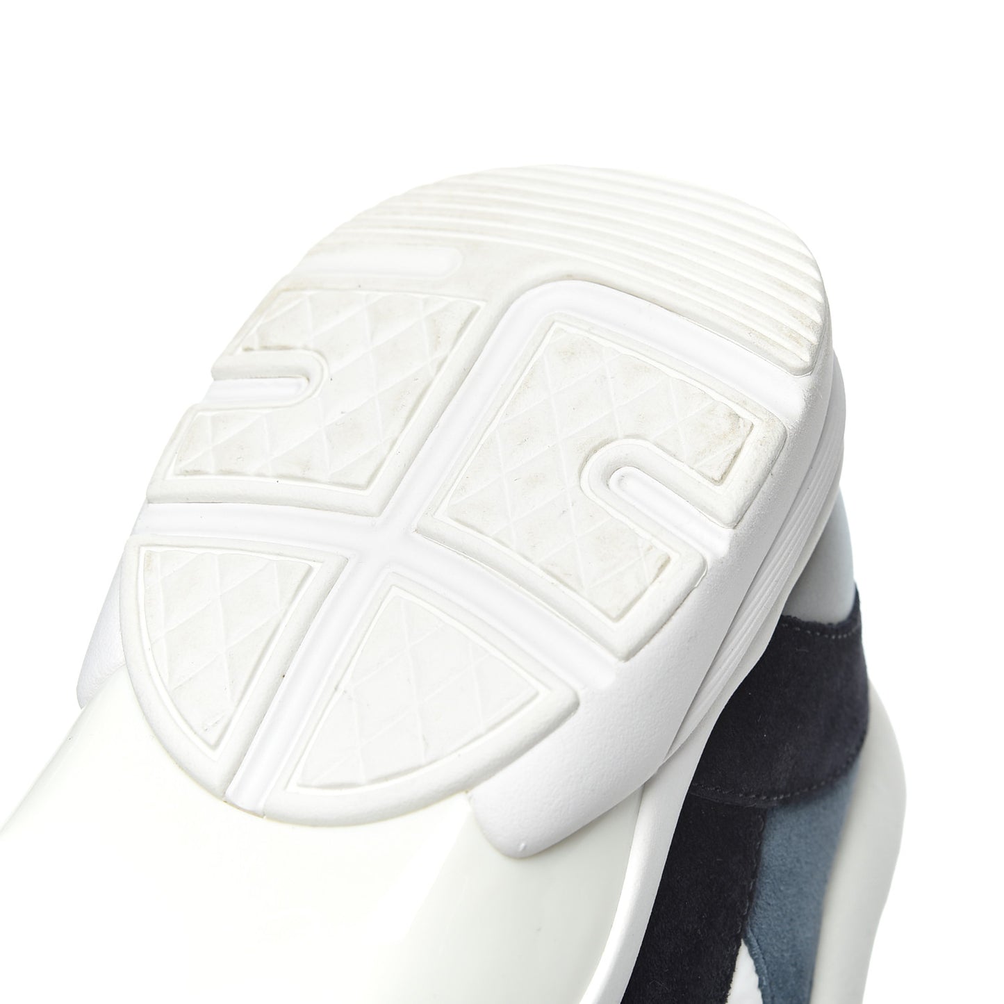 Nylon Calfskin Suede CC Womens Sneakers 41 Dark Navy White