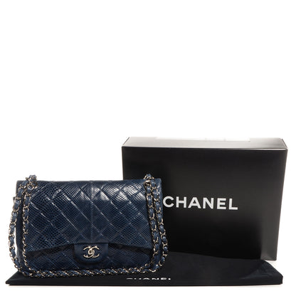 Chanel Lizard Jumbo Double Flap Blue 3 of 9